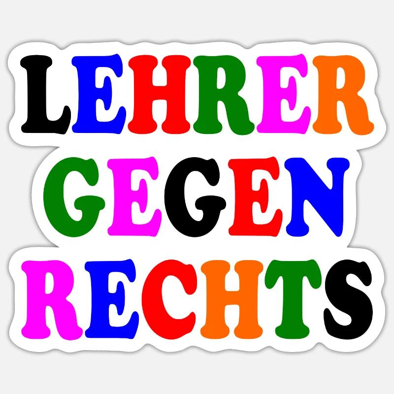 Lehrer gegen rechts - Sticker Größe S (10 x 10 cm) - Mattweiß