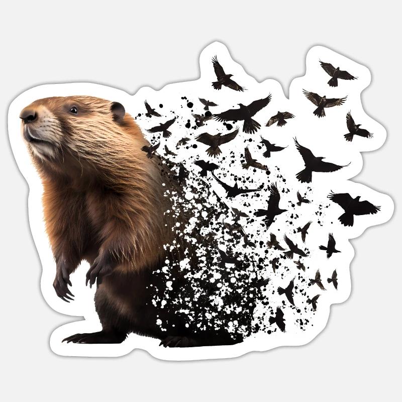 Castor - Sticker taille S (10 x 10 cm) - blanc mat