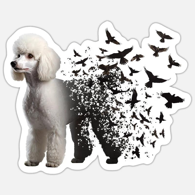 Caniche - Sticker taille S (10 x 10 cm) - blanc mat