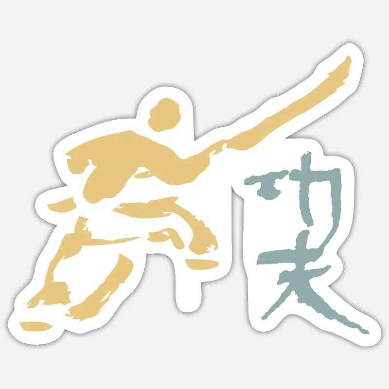 Kungfu - Shaolin Mönch mit Hellbarde Sticker Größe S (10 x 10 cm)