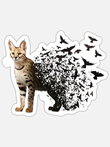Serval-Katze - Sticker Größe S (10 x 10 cm) - Mattweiß