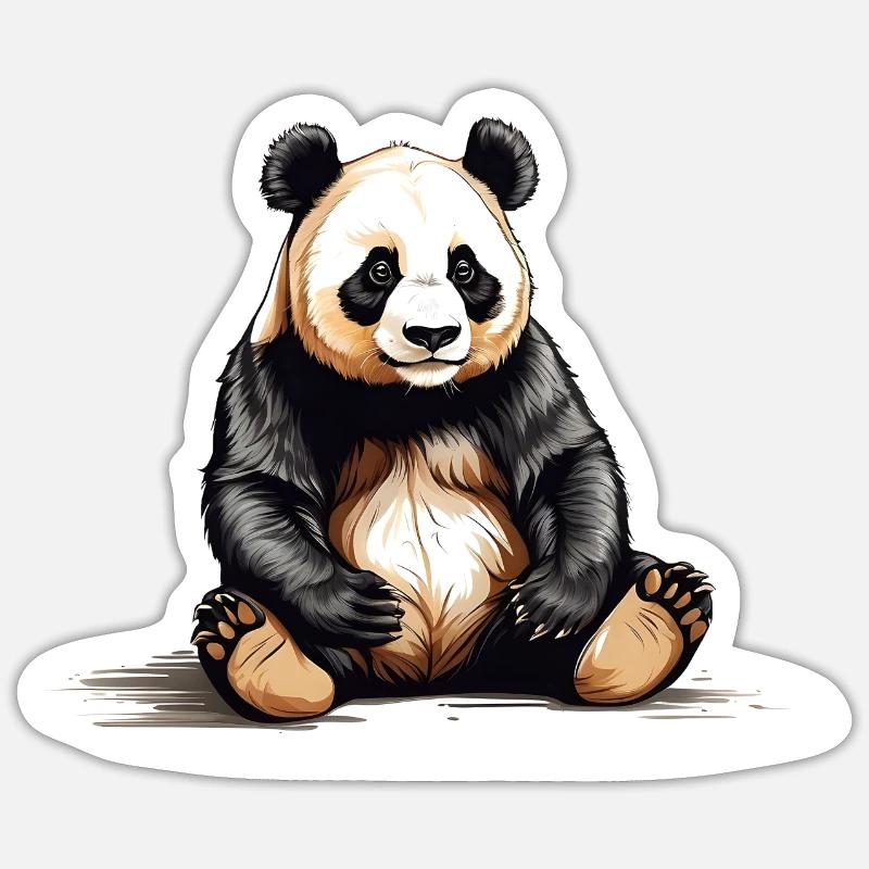 Sitting Panda Bear - Sticker size S (10 x 10 cm) - white matte