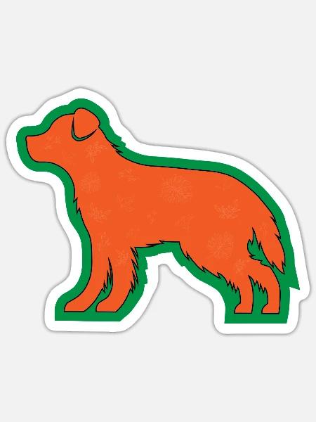 Retriever mit Blättern - Sticker Größe S (10 x 10 cm) - Mattweiß