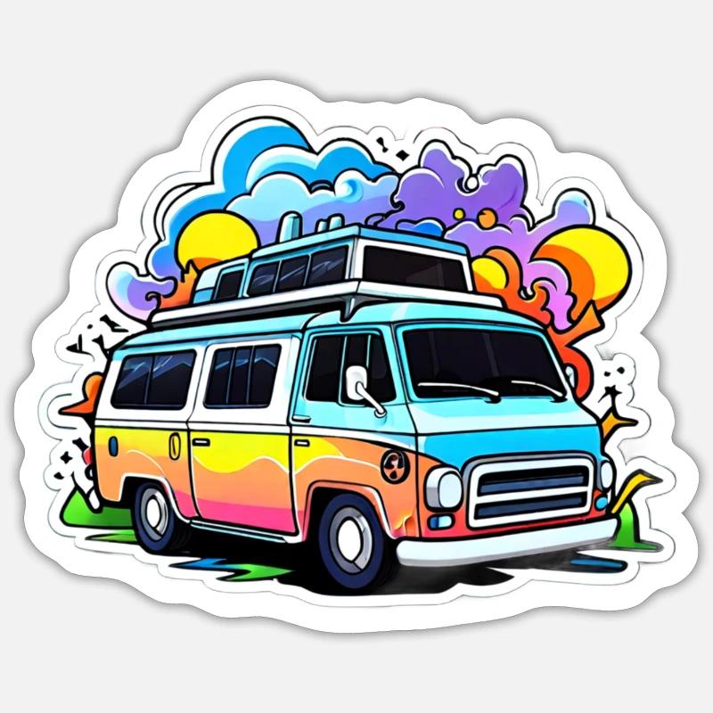 Camper Motorhome Camping - Sticker size S (10 x 10 cm) - white matte