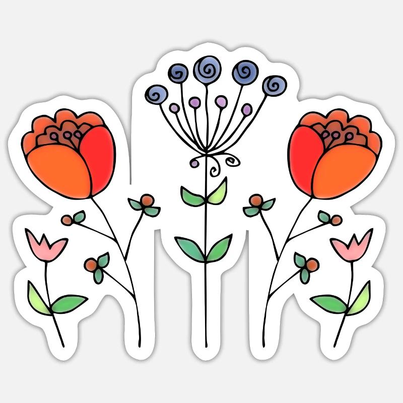 Blumen - Sticker Größe S (10 x 10 cm) - Mattweiß