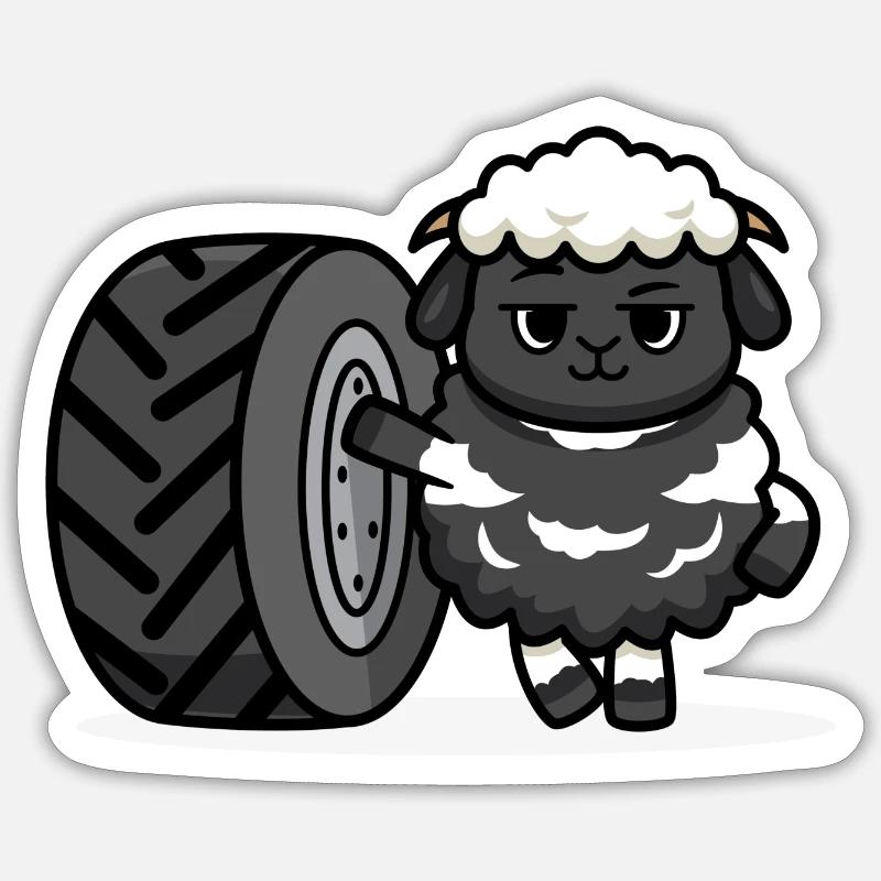 Tractor sheep - Sticker size S (10 x 10 cm) - white matte