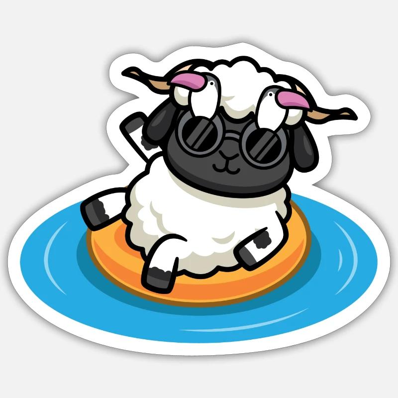 Moutons d'été - Sticker taille S (10 x 10 cm) - blanc mat