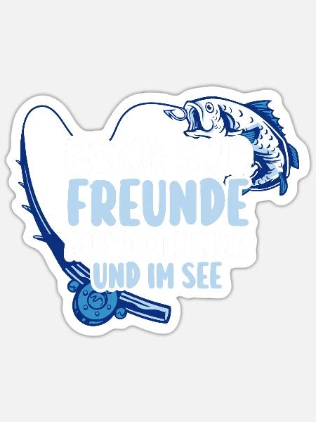 Angler Fischen Angelrute Angeln - Sticker Größe S (10 x 10 cm) - Mattweiß