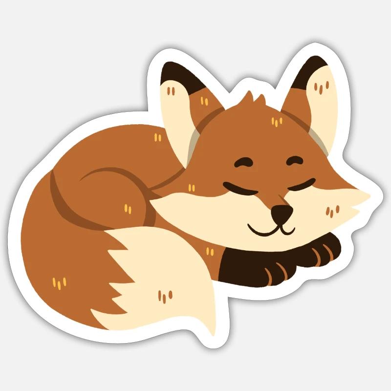 Fox sleeps - Sticker size S (10 x 10 cm) - white matte