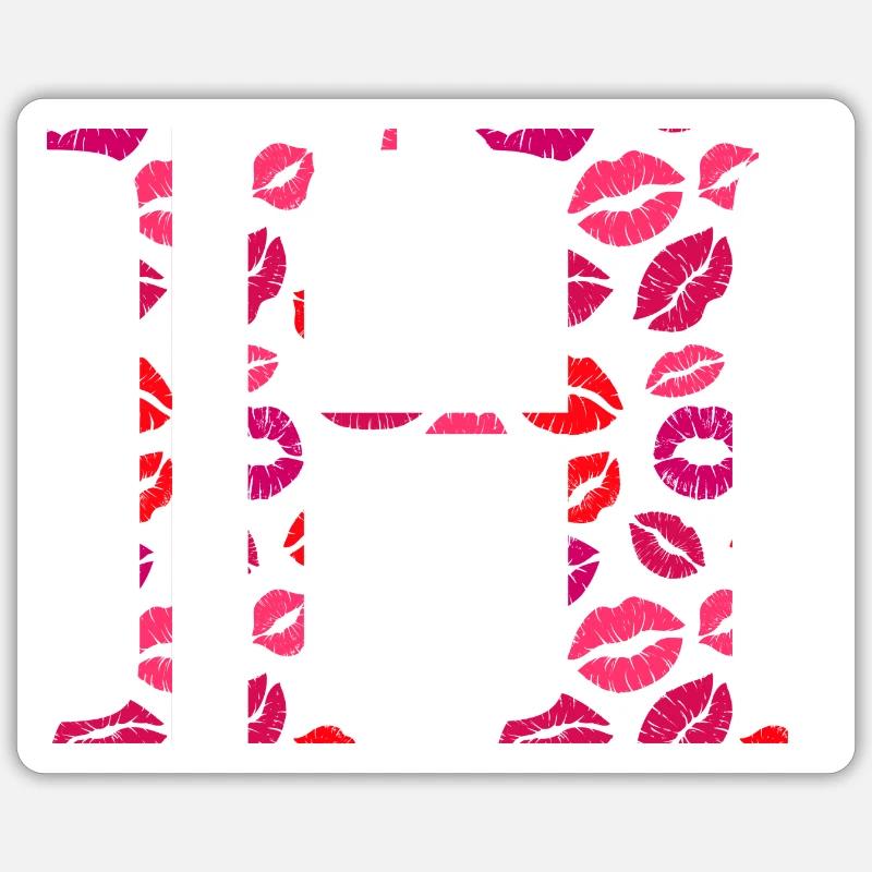 Buchstabe h Küsse - Sticker Größe S (10 x 10 cm) - Mattweiß