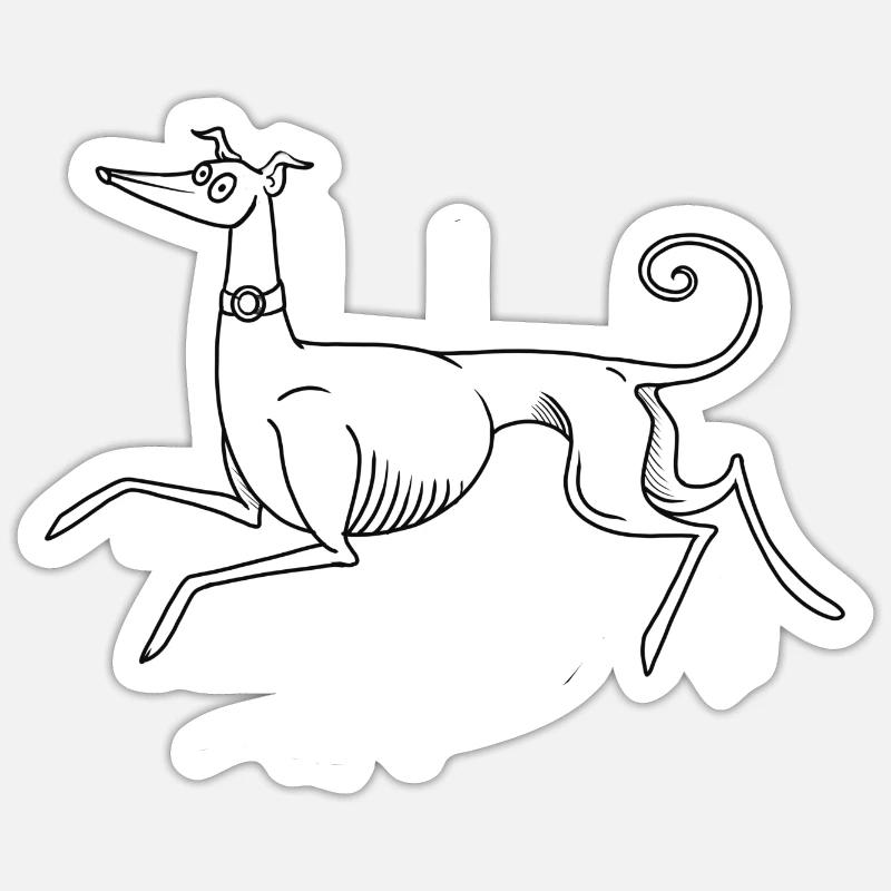 Lévrier whippet - Sticker taille S (10 x 10 cm) - blanc mat