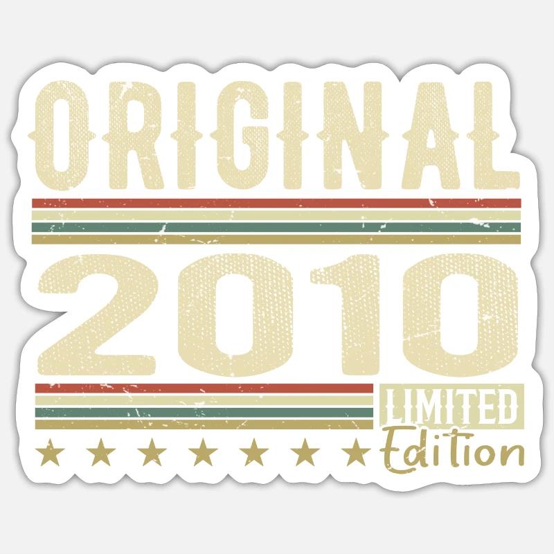 Original 2010 - Retro Geburtstagsgeschenk 2010 Sticker Größe S (10 x 10 cm)