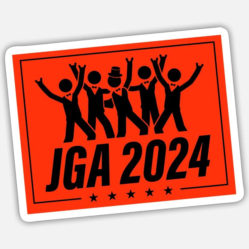 Junggesellen Abschied 2024 - Sticker Größe S (10 x 10 cm) - Mattweiß