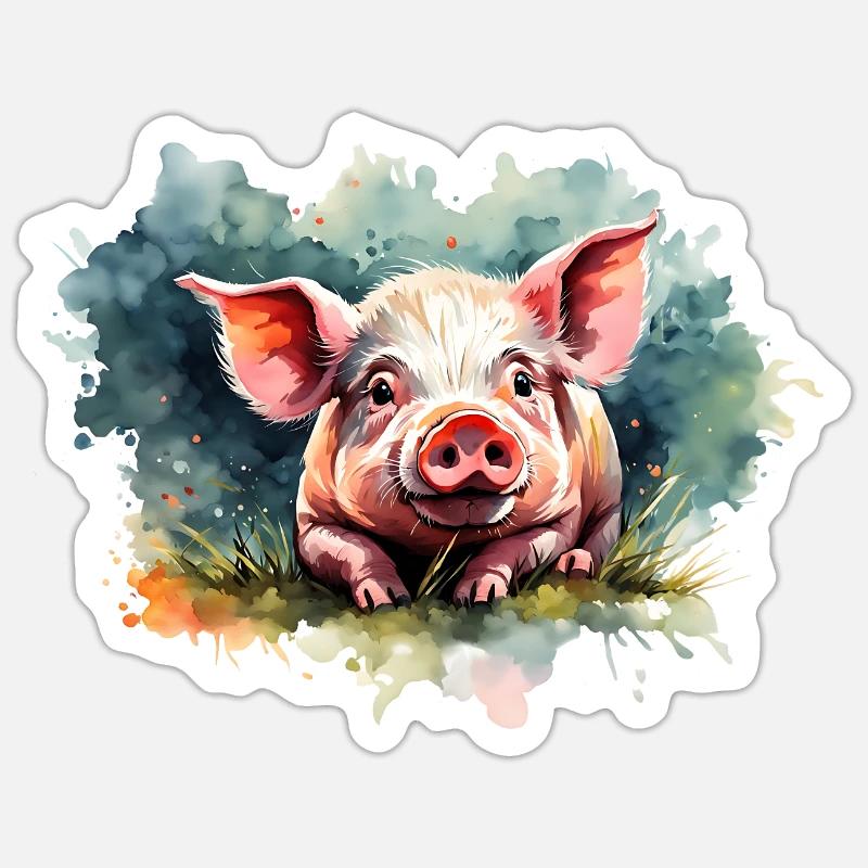 Süßes Schweinchen - Sticker Größe S (10 x 10 cm) - Mattweiß