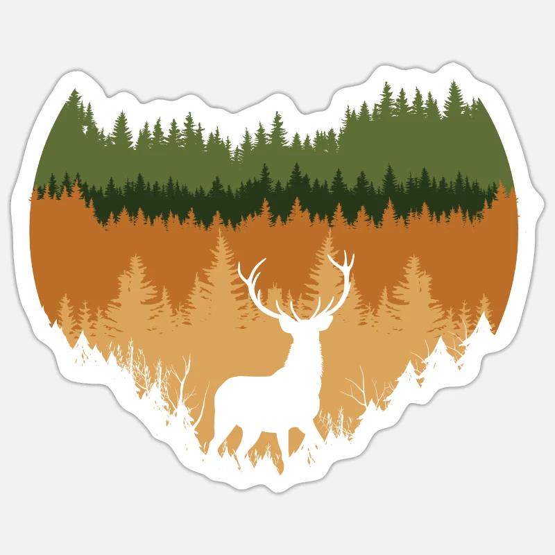 deep forest and deer Sticker size S (10 x 10 cm)