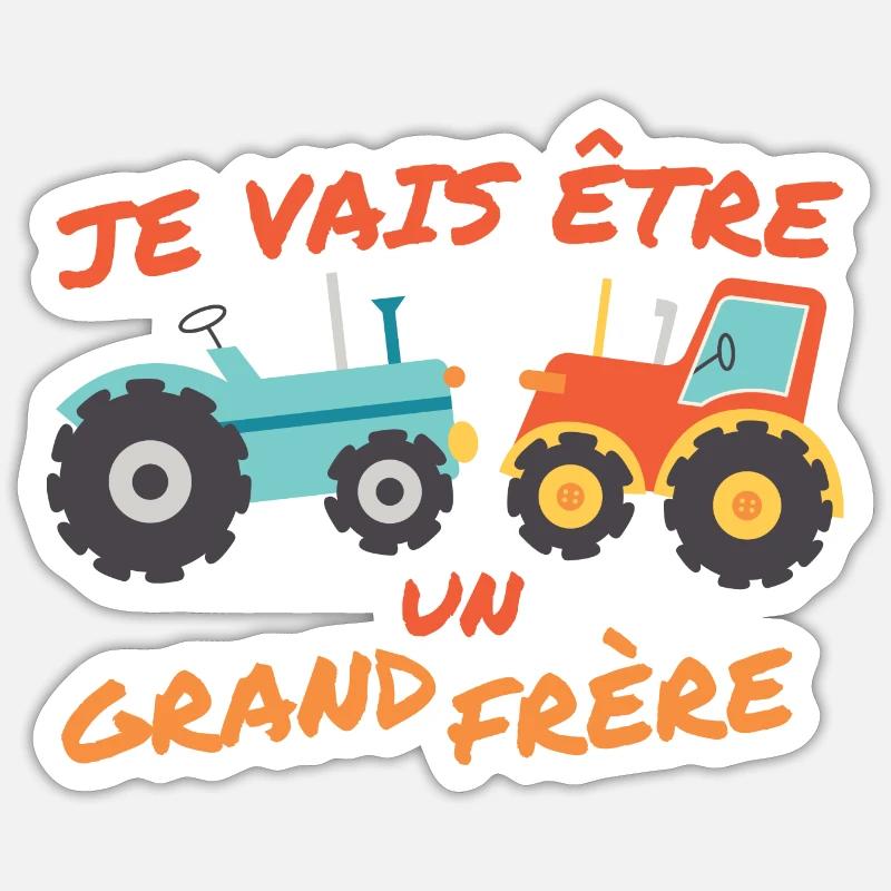 Traktorjungen, ich werde ein großer Bruder - Sticker Größe S (10 x 10 cm) - Mattweiß