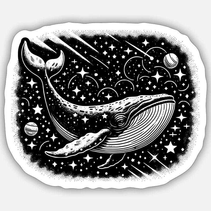 baleine de l’espace - Sticker taille S (10 x 10 cm) - blanc mat