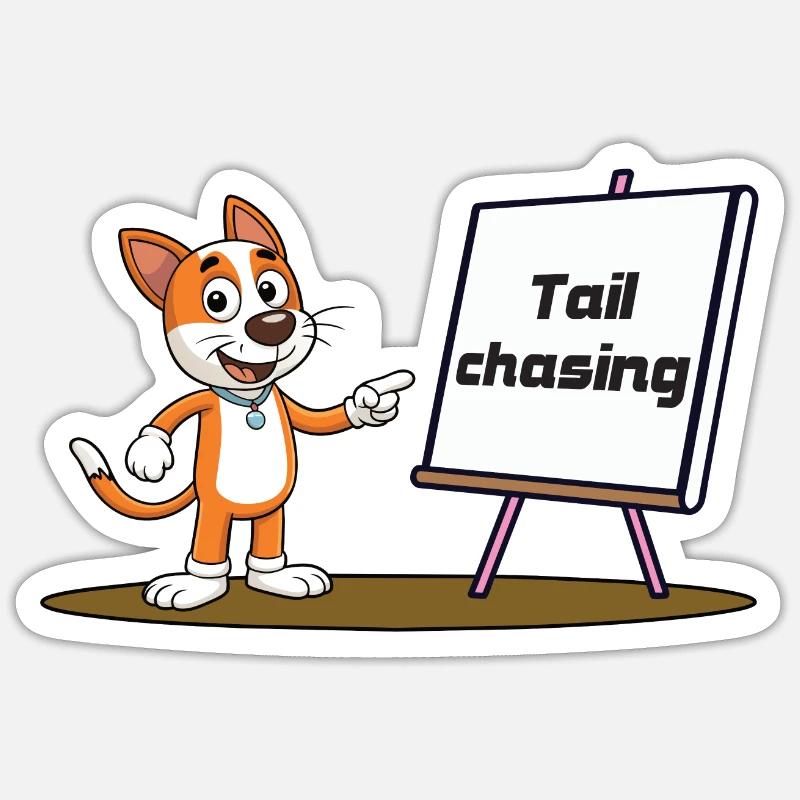 Tail Chasing - Sticker Größe S (10 x 10 cm) - Mattweiß