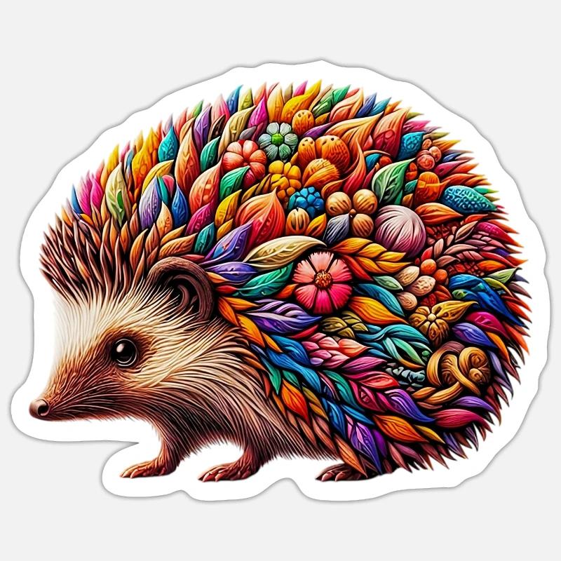 Hérisson - Sticker taille S (10 x 10 cm) - blanc mat