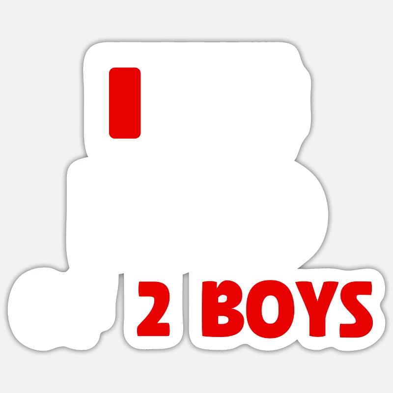 Papa de 2 garçons - Sticker taille S (10 x 10 cm) - blanc mat