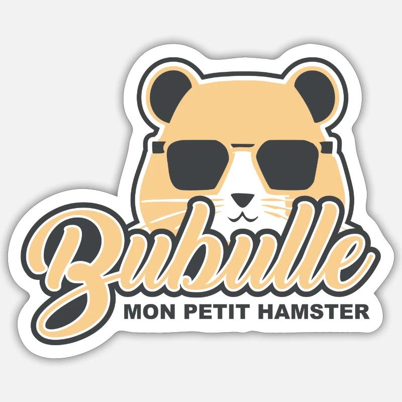 Bubulle mon hamster - Sticker taille S (10 x 10 cm) - blanc mat