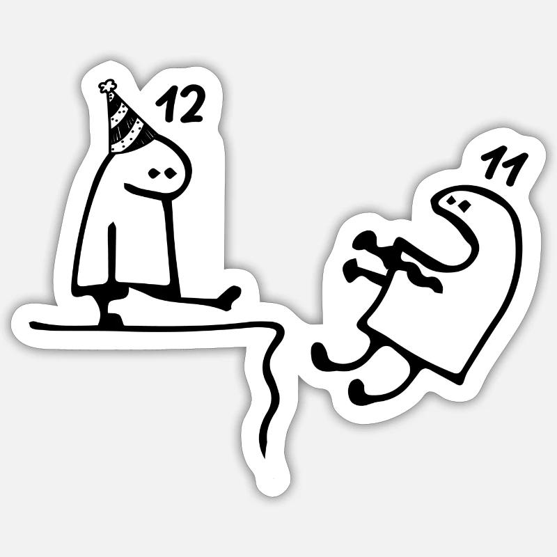 12 ans : Adieu âge 11 ans, Joyeux 12e anniversaire - Sticker taille S (10 x 10 cm) - blanc mat