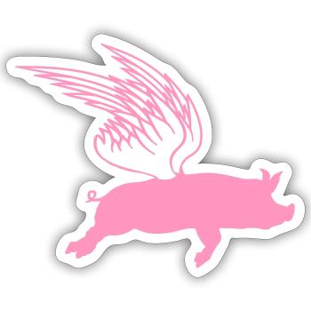 When Flying Wings Flying Pigs Can Fly - Sticker size S (10 x 10 cm) - white matte - Front