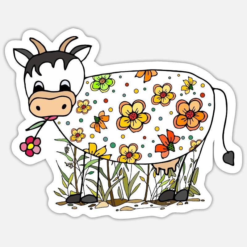 Vache - Sticker taille S (10 x 10 cm) - blanc mat