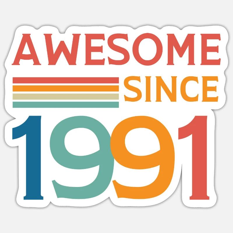 Awesome since 1991 - Sticker taille S (10 x 10 cm) - blanc mat