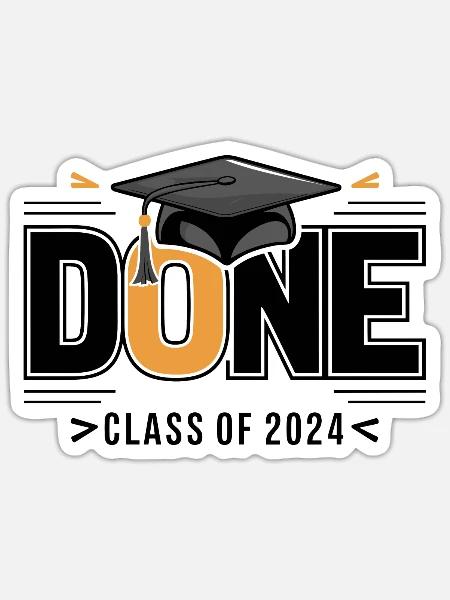 Abschlussklasse 2024 Abschlussfeier Schule - Sticker Größe S (10 x 10 cm) - Mattweiß