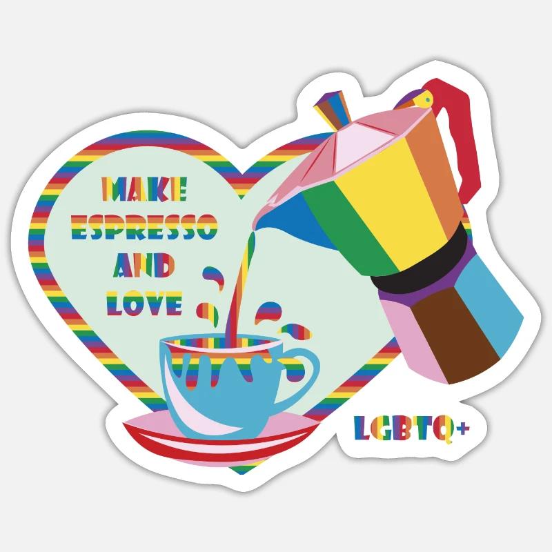 Offrez-vous un expresso et aimez :) - Sticker taille S (10 x 10 cm) - blanc mat