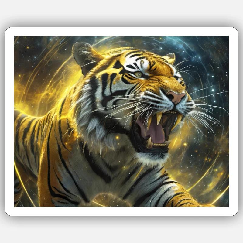 Space tiger - Sticker taille S (10 x 10 cm) - blanc mat