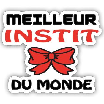 MEILLEUR INSTIT DU MONDE - Sticker taille S (10 x 10 cm) - blanc mat - Devant