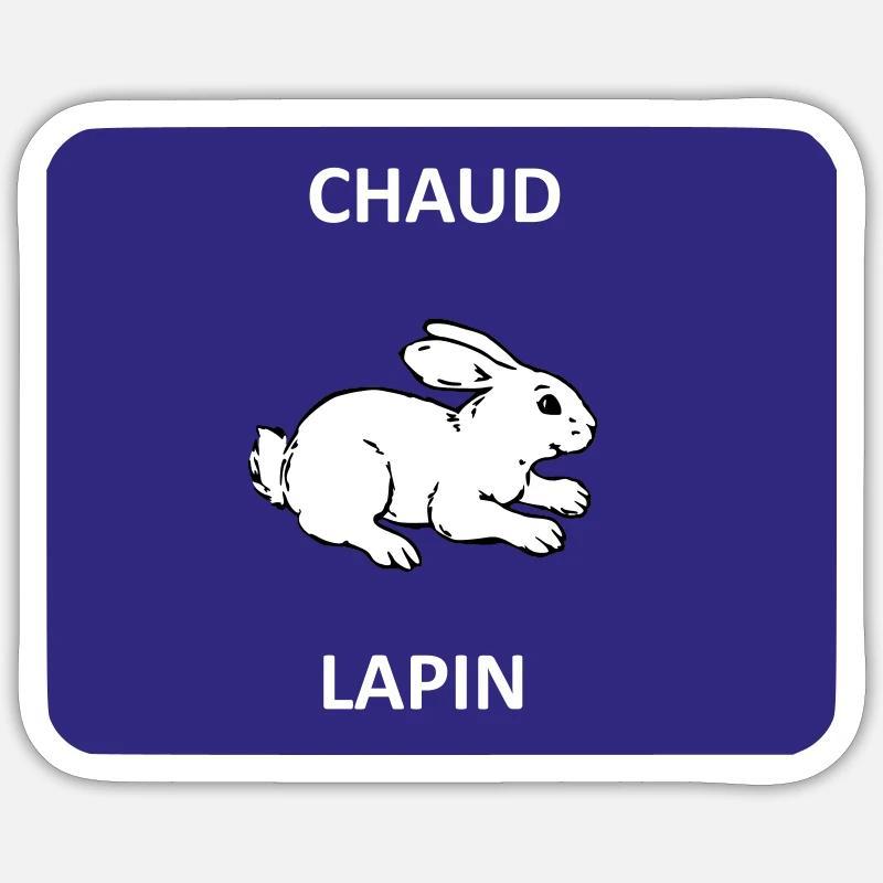 Chaud Lapin - Sticker taille S (10 x 10 cm) - blanc mat