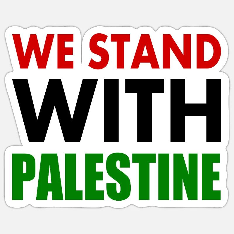 We stand with palestine - Sticker taille S (10 x 10 cm) - blanc mat