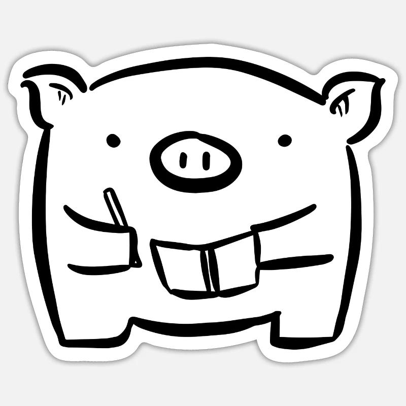 Cochon d’artiste - Sticker taille S (10 x 10 cm) - blanc mat
