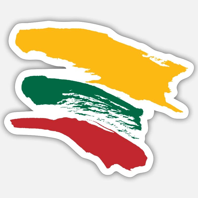 Lithuania Flag - Brush Stripes - Sticker size S (10 x 10 cm) - white matte