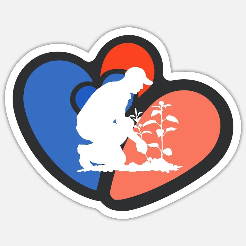 Gartenarbeit Blume Gärtnern - Sticker Größe S (10 x 10 cm) - Mattweiß