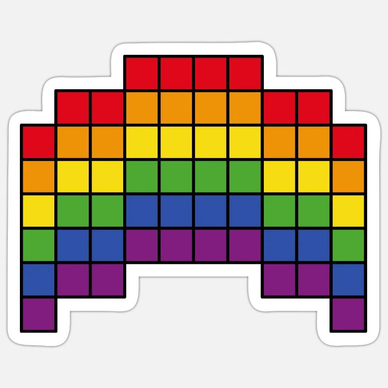 Pixel Art Rainbow Sticker size S (10 x 10 cm)