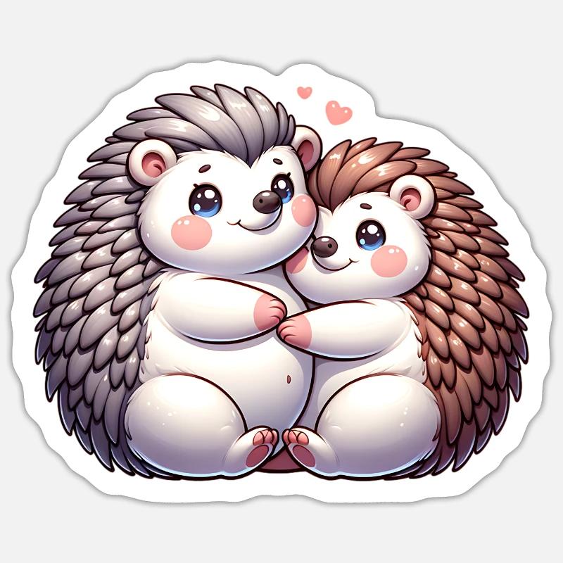 Maman hérisson - Sticker taille S (10 x 10 cm) - blanc mat