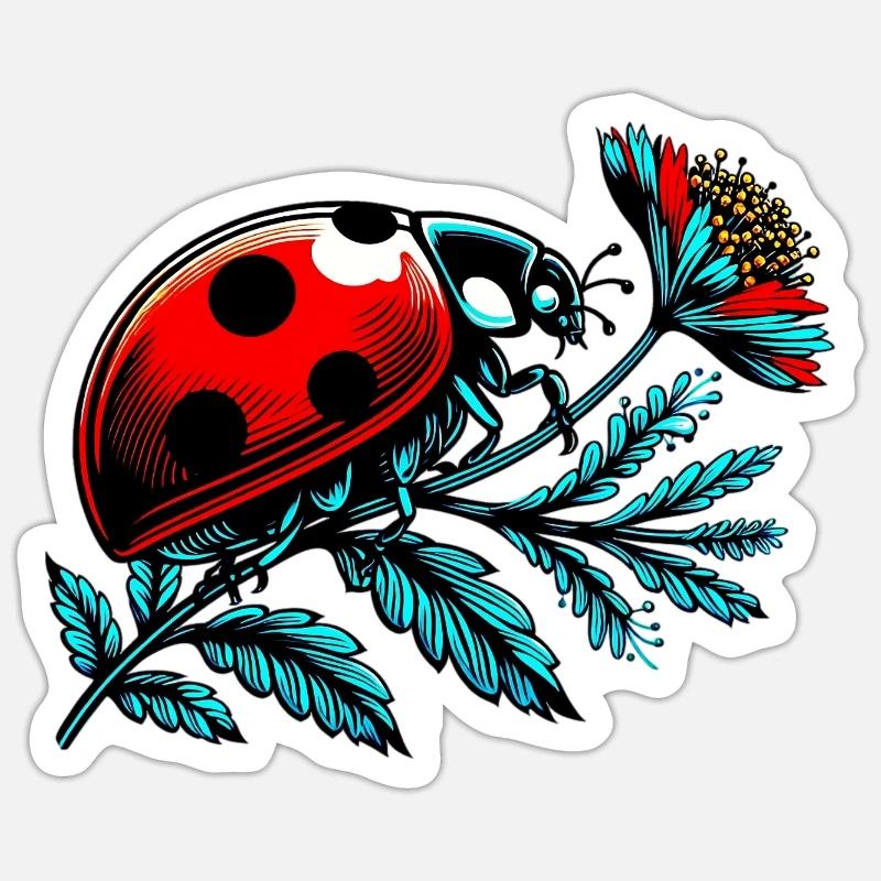 Coccinelle - Sticker taille S (10 x 10 cm) - blanc mat
