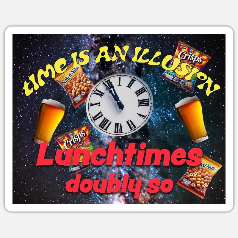 Time is an illusion - Sticker size S (10 x 10 cm) - white matte
