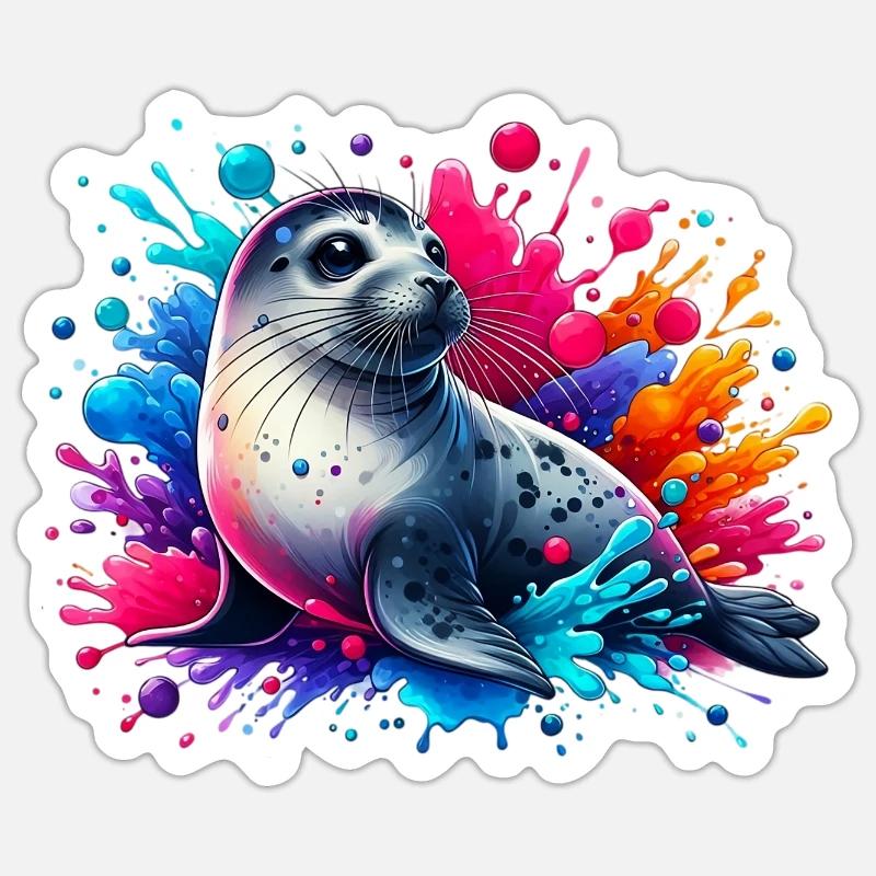 Phoque - Sticker taille S (10 x 10 cm) - blanc mat