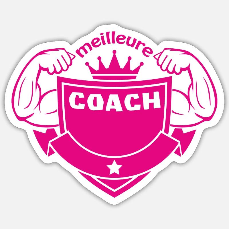 Meilleure COACH - Sticker taille S (10 x 10 cm) - blanc mat