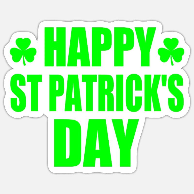 happy st patrick's day - Sticker taille S (10 x 10 cm) - blanc mat