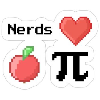 Les nerds adorent Apple Pi Pi Dictons Math S Pixel - Sticker taille S (10 x 10 cm) - blanc mat - Devant