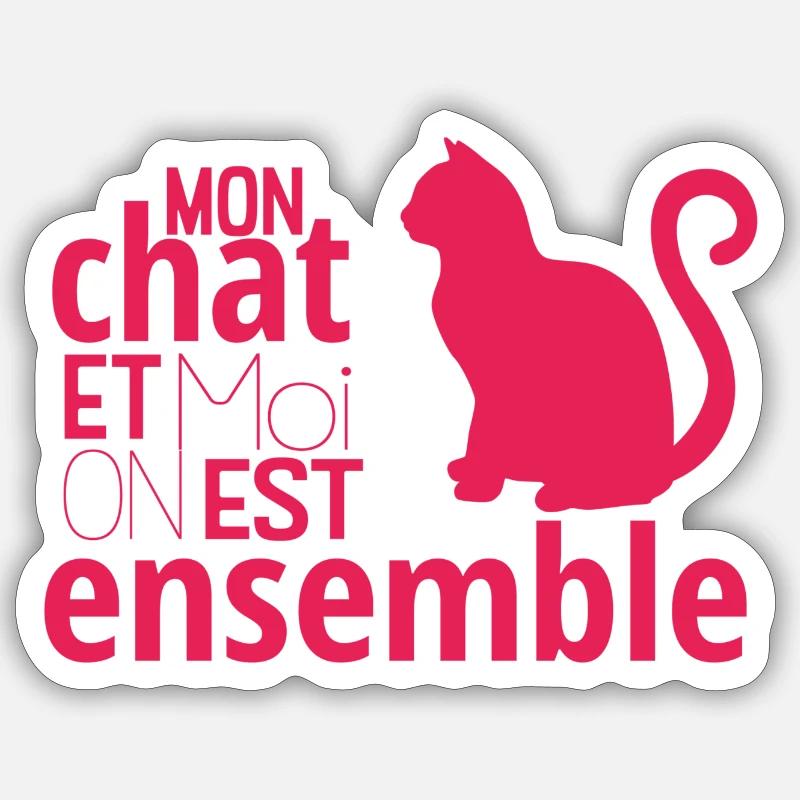 Mon chat et moi, on est ensemble ! Sticker taille S (10 x 10 cm)