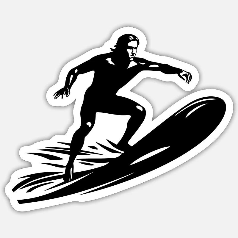 Surfer Man Icon - Sticker size S (10 x 10 cm) - white matte