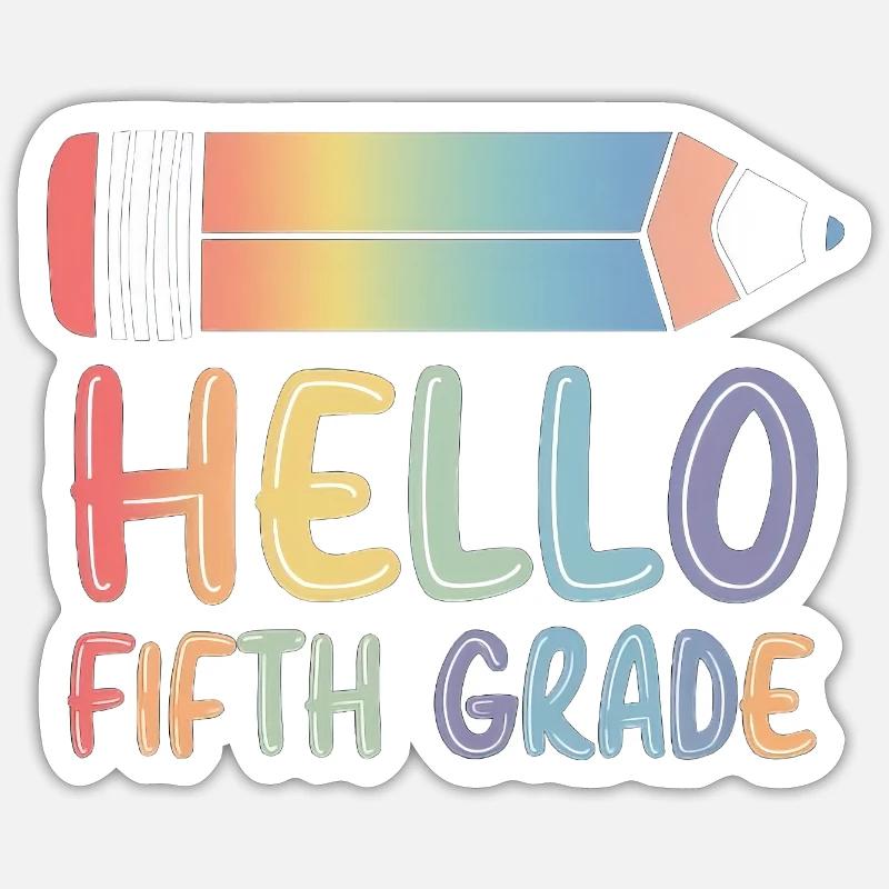 Hello Fifth Grade - Sticker Größe S (10 x 10 cm) - Mattweiß