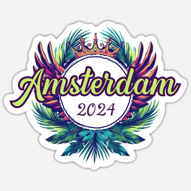 Amsterdam 2024 Bunt - Sticker Größe S (10 x 10 cm) - Mattweiß